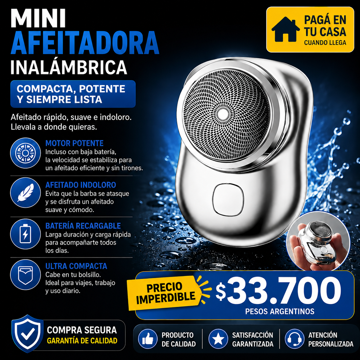 Mini Rasuradora Afeitadora Portatil - Corta en minutos, sin halar
